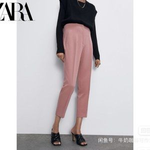 BLOGGER FAV ZARA WOMAN HIGH-WAISTED PANTS BUBBLE GUM 7901/032, PINK, SIZE S